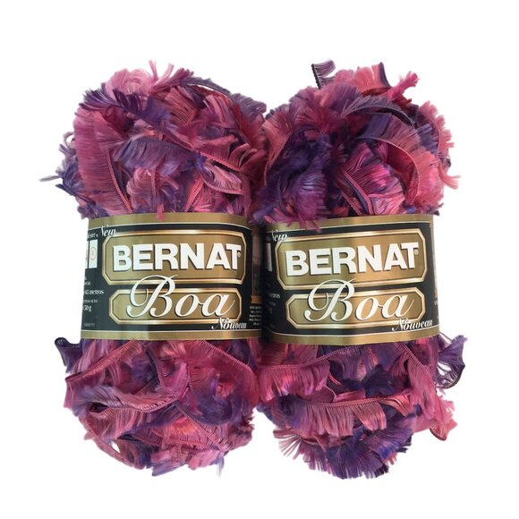 Bernat Boa Yarn Lot 2 Skeins 1.3oz-50g Doo Doo Bird Eyelash - Picture 1 of 4